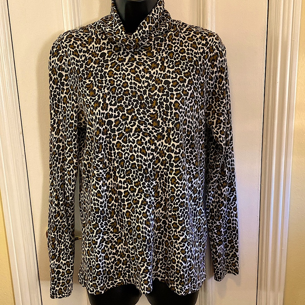 J.Crew Leopard Print Long Sleeve Blouse Size M